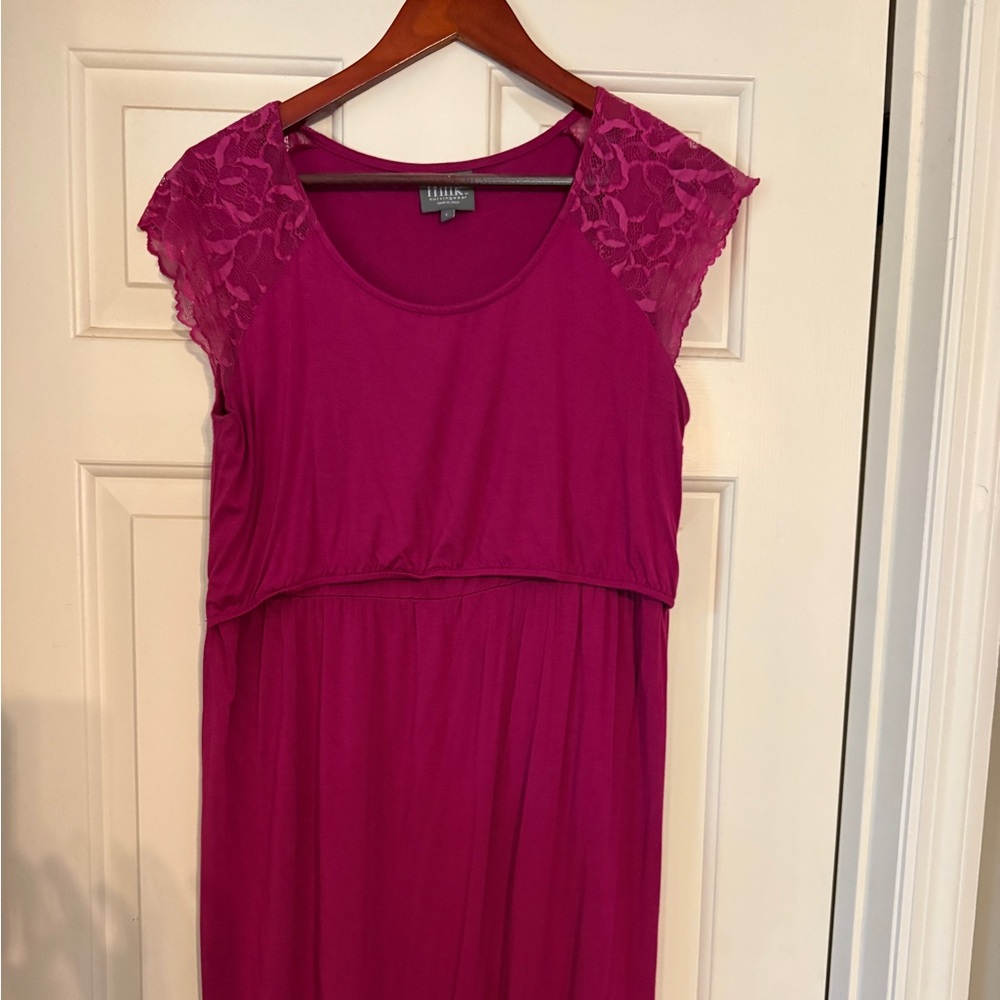 Milk nursing wear Lace Sleeve Midi  nursing Dress